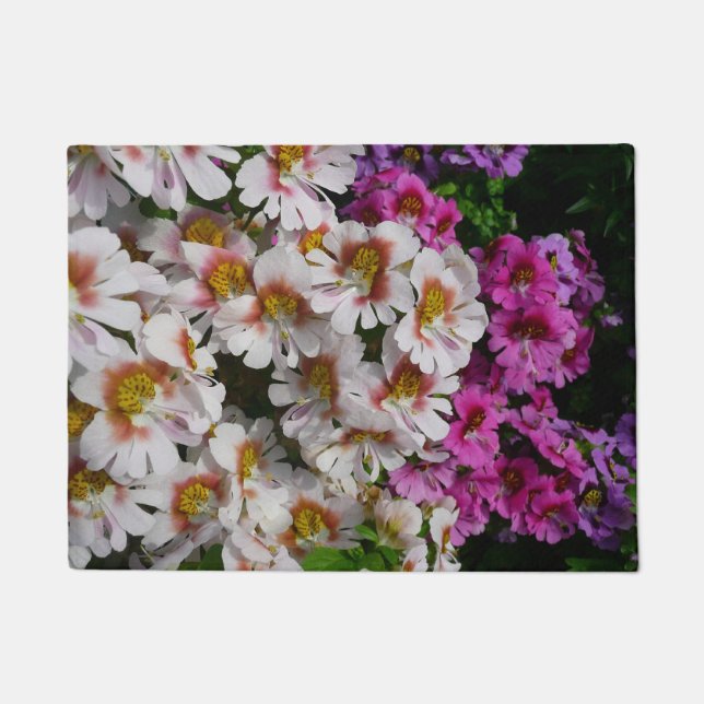 Schmetterlingsfliege Blume Weißrosa und Lila Fußmatte (Vorderseite)