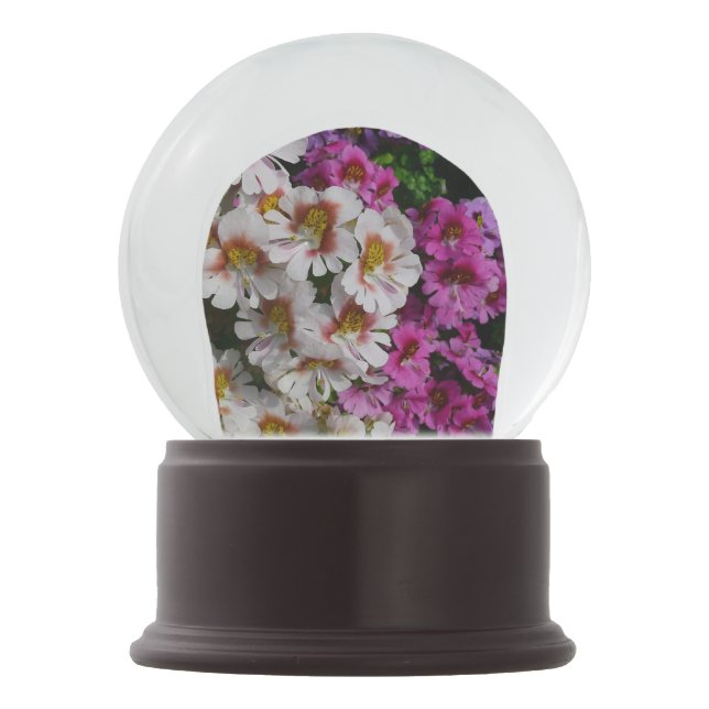 Schmetterlingsfliege Blume Weißrosa und Lila Schneekugel (Vorderseite)