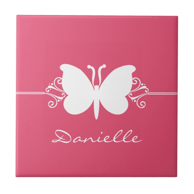 Schmetterlingsfliege-Wirbel, Tile, Rosa Fliese (Vorderseite)