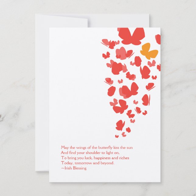 Schmetterlingsflug-Notecard in Rosa, Orange und Ro Mitteilungskarte (Vorderseite)