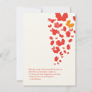 Schmetterlingsflug-Notecard in Rosa, Orange und Ro Mitteilungskarte