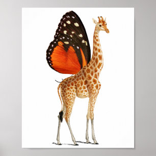 Schmetterlingsflügel-Giraffe Poster
