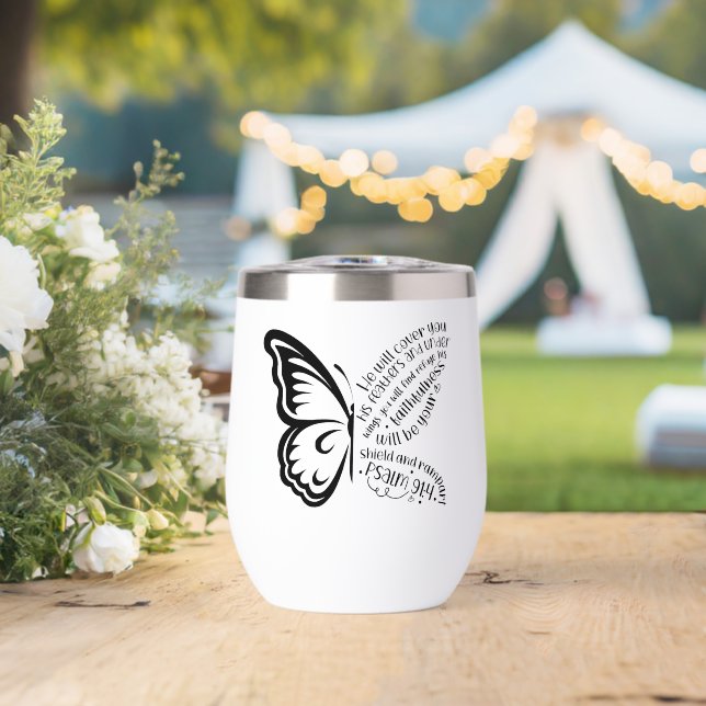 Schmetterlingsflügel-Schrift Psalm 91:4 (Hochzeit (gedreht))
