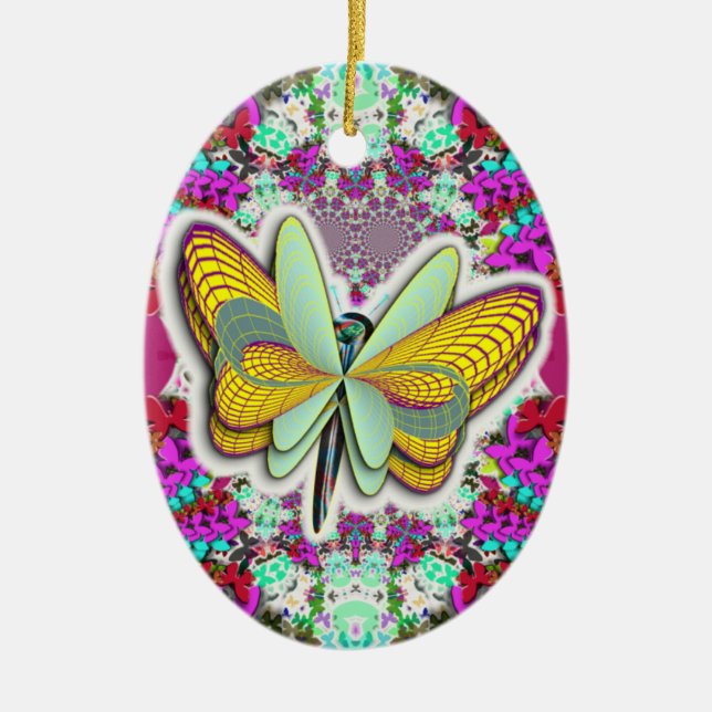 "Schmetterlingsfreiheit" Keramik Ornament (Vorne)