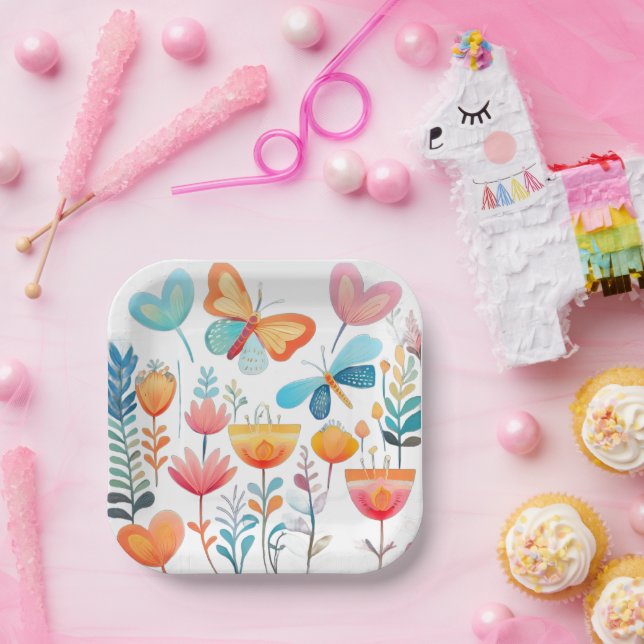 Schmetterlingsgarten 1 pappteller (Party)