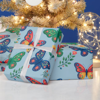 Schmetterlingsgarten-Geschenkpapier – Farbige Flor Geschenkpapier