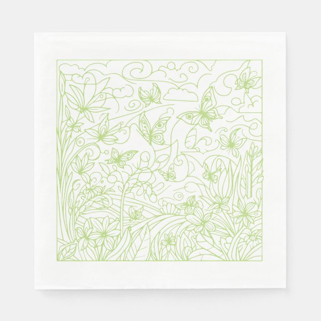 Schmetterlingsgarten Grün Serviette (Vorderseite)