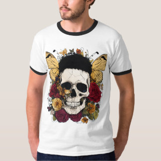 Schmetterlingsgarten-Harmonie – Florales Design in T-Shirt