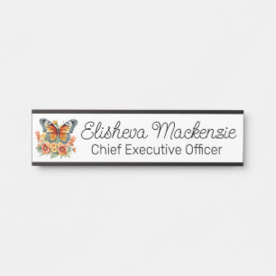 Schmetterlingsgarten Orange und Weiße Büro Türschild