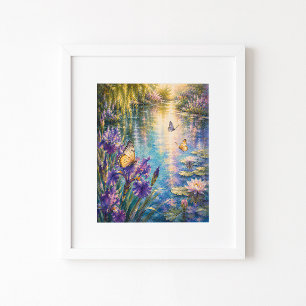 Schmetterlingsgarten-Wasserfarben-Kunstprint Poster