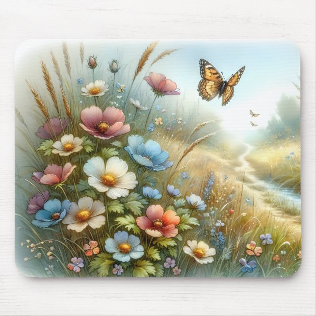 Schmetterlingsgarten Wildblumenwiese Mousepad (Vorne)