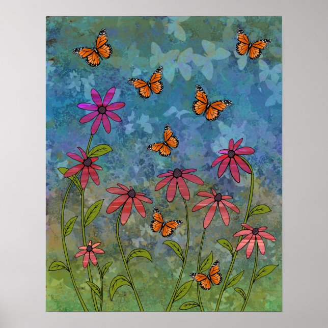 Schmetterlingsgartenposter Poster (Vorne)