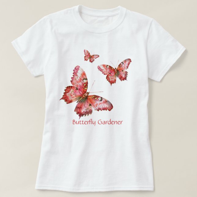 Schmetterlingsgärtner Pink T-Shirt (Design vorne)