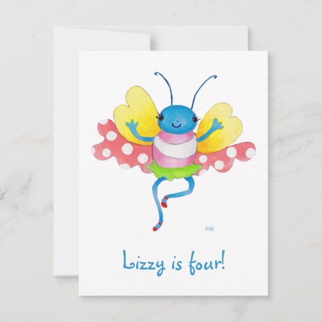 Schmetterlingsgeburtseinladung Einladung (Vorderseite)