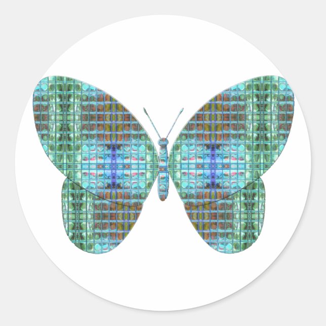 Schmetterlingsglaseffekt Runder Aufkleber (Vorderseite)