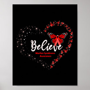 Schmetterlingsherz glaube rotes Band Marfan-Syndro Poster