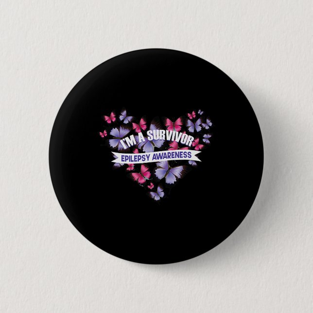Schmetterlingsherz Ich bin ein Überlebender Pankre Button (Vorderseite)