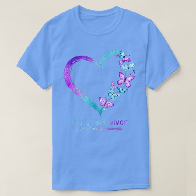 Schmetterlingsherz im Überlebenden Suizidpräventio T-Shirt (Design vorne)