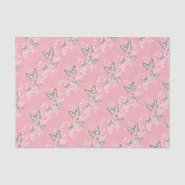 Schmetterlingshochzeit Anlass rosa Geschenkpapier Seidenpapier (Vorderseite)