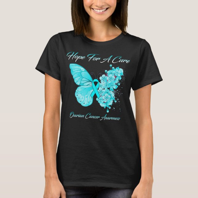Schmetterlingshoffung auf Heilung des Ovarialkrebs T-Shirt (Vorderseite)