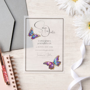 Schmetterlingsjuwel lila blau Save the Date