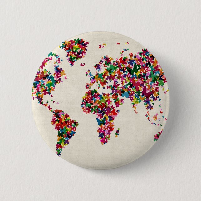 Schmetterlingskarte der Weltkarte Button (Vorderseite)