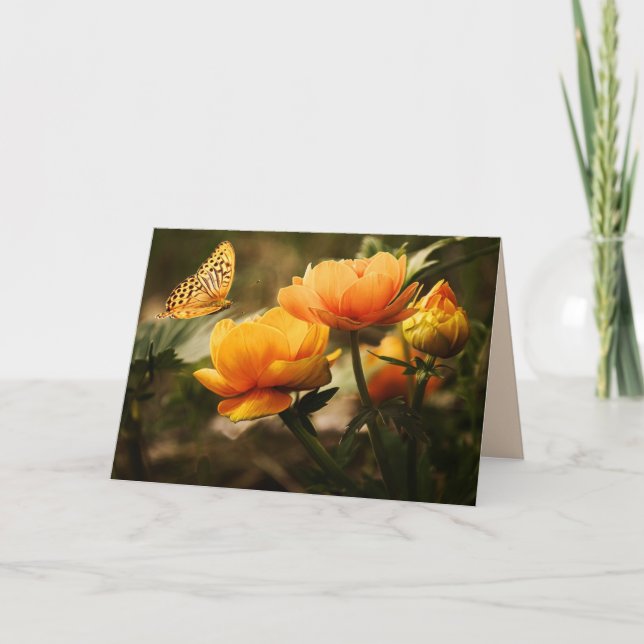 Schmetterlingskarte für Blume Feiertagskarte (Vorderseite)