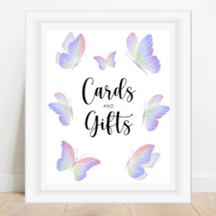 Schmetterlingskarten und Geschenke Baby-Party Poster