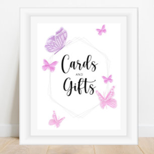 Schmetterlingskarten und Geschenke Baby Shower Poster
