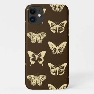 Schmetterlingskizze, beige auf schokoladenbraun Case-Mate iPhone hülle