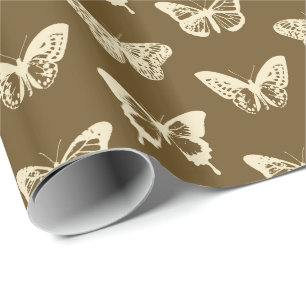 Schmetterlingskizze, beige auf schokoladenbraun geschenkpapier