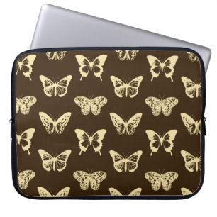 Schmetterlingskizze, beige auf schokoladenbraun laptopschutzhülle