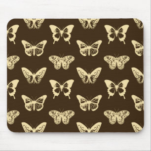 Schmetterlingskizze, beige auf schokoladenbraun mousepad