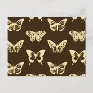 Schmetterlingskizze, beige auf schokoladenbraun postkarte