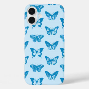 Schmetterlingskizze, Cerulean und Himmelblau iPhone 16 Plus Hülle