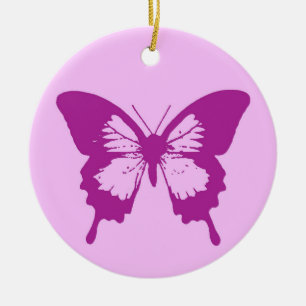 Schmetterlingskizze, Eispink & Amethyst lila Keramikornament