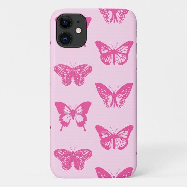 Schmetterlingskizze, hellrosa und fuchsia Case-Mate iPhone hülle (Rückseite)