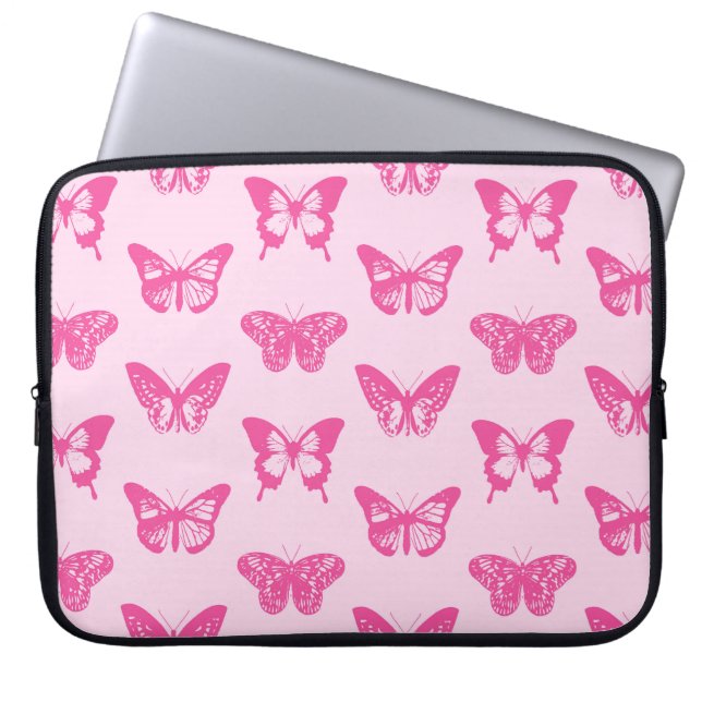 Schmetterlingskizze, hellrosa und fuchsia laptopschutzhülle (Vorderseite)