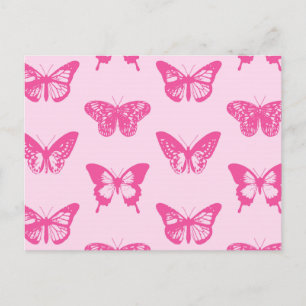 Schmetterlingskizze, hellrosa und fuchsia postkarte