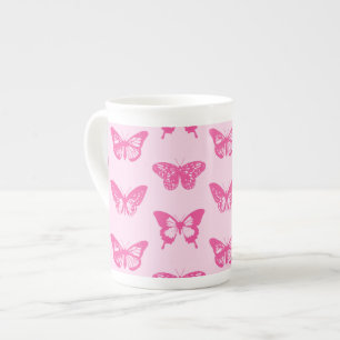 Schmetterlingskizze, hellrosa und fuchsia prozellantasse
