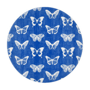 Schmetterlingskizze, Kobaltblau und weiß Schneidebrett