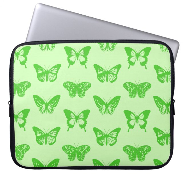 Schmetterlingskizze, Limettengrün Laptopschutzhülle (Vorderseite)