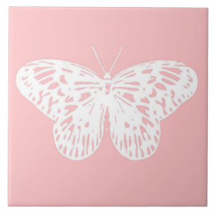 Schmetterlingskizze, Muschel pink und weiß Fliese