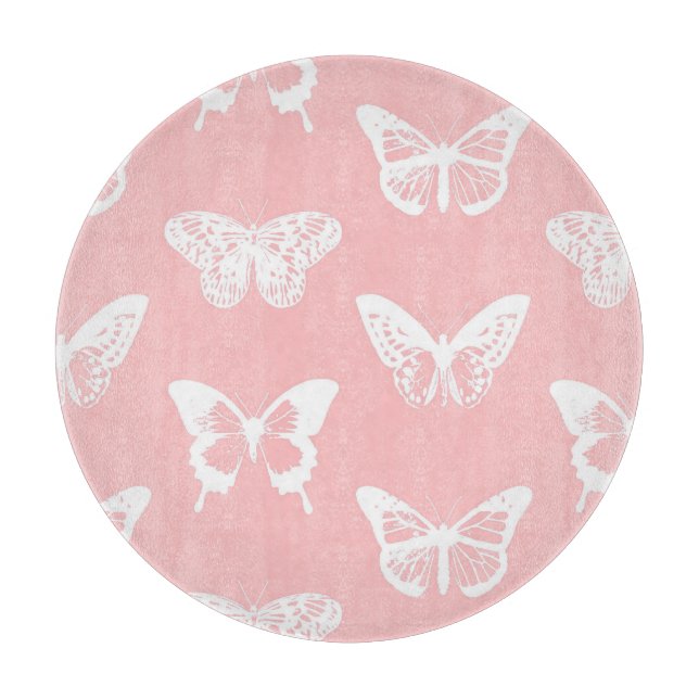 Schmetterlingskizze, Muschel pink und weiß Schneidebrett (Vorderseite)