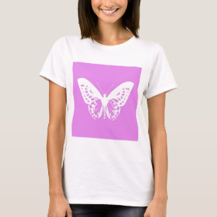Schmetterlingskizze, orchid und weiß T-Shirt