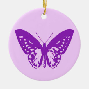 Schmetterlingskizze, Orchideenrosa und Violett Keramik Ornament