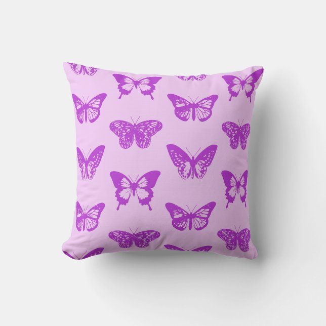Schmetterlingskizze, Orchideenrosa und Violett Kissen (Vorderseite)
