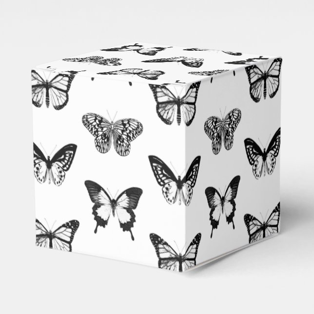 Schmetterlingskizze, schwarz-weiß geschenkschachtel (Vorderseite)