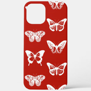 Schmetterlingskizze, tiefrot und weiß Case-Mate iPhone hülle