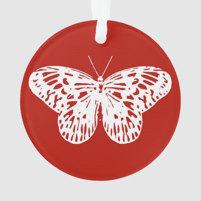 Schmetterlingskizze, tiefrot und weiß ornament (Rückseite)